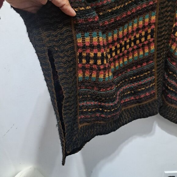 Peruvian Connection Poncho Cardigan Sweater Alpaca Silk Blend Y2K Multi Color L - Picture 11 of 14